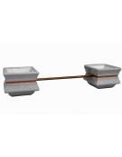 PANCHINA CON SEDUTA IN LEGNO TRA 2 FIORIERE QUADRATE IN CEMENTO COLORE GRIGIO PIETRA - CM 340x90x65H - Conforme ai CAM