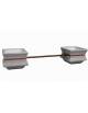 PANCHINA CON SEDUTA IN LEGNO TRA 2 FIORIERE QUADRATE IN CEMENTO COLORE GRIGIO PIETRA - CM 340x90x65H - Conforme ai CAM