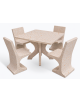 Set picnic in cemento IDROREPELLENTE colore Bianco travertino - 1 tavolo quadrato cm 110x110x75h e 4 sedute con schienale  - CAM