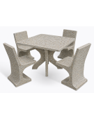 Set pic nic in cemento IDROREPELLENTE colore Grigio sabbiato - 1 tavolo quadrato cm 110x110x75h e 4 sedute con schienale - CAM