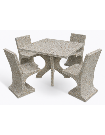 Set pic nic in cemento IDROREPELLENTE colore Grigio sabbiato - 1 tavolo quadrato cm 110x110x75h e 4 sedute con schienale  - CAM