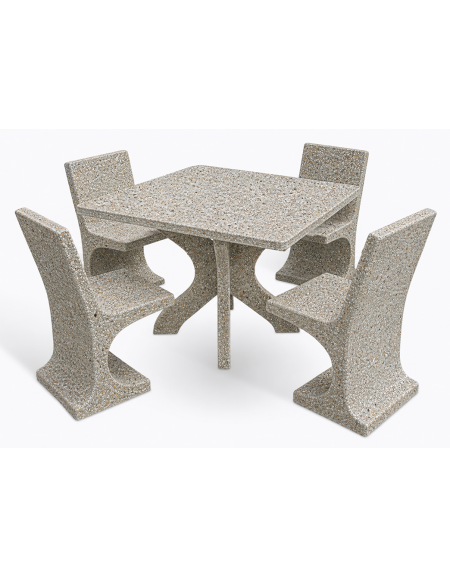 Set pic nic in cemento IDROREPELLENTE colore Grigio sabbiato - 1 tavolo quadrato cm 110x110x75h e 4 sedute con schienale  - CAM