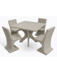 Set pic nic in cemento IDROREPELLENTE colore Grigio sabbiato - 1 tavolo quadrato cm 110x110x75h e 4 sedute con schienale - CAM