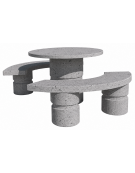 Set pic nic in cemento colore Grigio pietra - 1 tavolo circolare cm Ø110x75h e 2 panche curve cm Ø180x45h - Conforme ai CAM