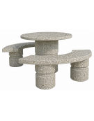 Set pic nic in cemento colore Grigio sabbiato - 1 tavolo circolare cm Ø110x75h e 2 panche curve cm Ø180x45h - Conforme ai CAM