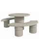 Set pic nic in cemento colore Grigio sabbiato - 1 tavolo circolare cm Ø110x75h e 2 panche curve cm Ø180x45h - Conforme ai CAM