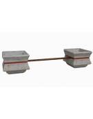 PANCHINA CON SEDUTA IN LEGNO TRA 2 FIORIERE QUADRATE IN CEMENTO COLORE GRIGIO TRAVERTINO - CM 340x90x65H - Conforme ai CAM