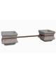 PANCHINA CON SEDUTA IN LEGNO TRA 2 FIORIERE QUADRATE IN CEMENTO COLORE GRIGIO TRAVERTINO - CM 340x90x65H - Conforme ai CAM