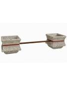 PANCHINA CON SEDUTA IN LEGNO TRA 2 FIORIERE QUADRATE IN CEMENTO COLORE GRIGIO SABBIATO - CM 340x90x65H - Conforme ai CAM