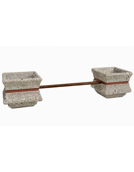 PANCHINA CON SEDUTA IN LEGNO TRA 2 FIORIERE QUADRATE IN CEMENTO COLORE GRIGIO SABBIATO - CM 340x90x65H - Conforme ai CAM