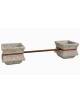 PANCHINA CON SEDUTA IN LEGNO TRA 2 FIORIERE QUADRATE IN CEMENTO COLORE GRIGIO SABBIATO - CM 340x90x65H - Conforme ai CAM