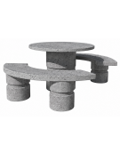 Set pic nic in cemento IDROREPELLENTE colore Grigio pietra - 1 tavolo circolare cm Ø110x75h e 2 panche curve cm Ø180x45h - CAM