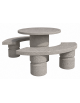Set pic nic in cemento colore Bianco sabbiato - 1 tavolo circolare cm Ø110x75h e 2 panche curve cm Ø180x45h - Conforme ai CAM
