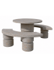 Set pic nic in cemento IDROREPELLENTE colore Grigio travertino - 1 tavolo circolare cm Ø110 e 2 panche curve cm Ø180 - CAM