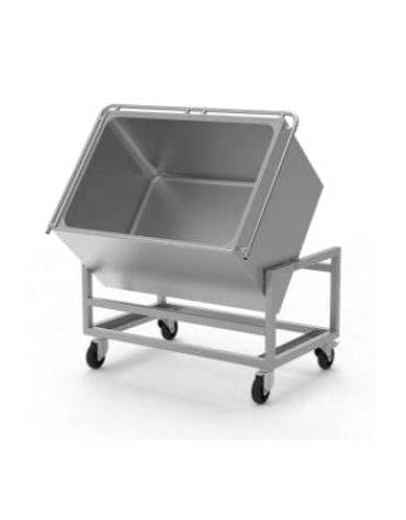 Carrello termico ribaltabile su ruote piroettanti con freno per cuocitore automatico - Capacità Lt 160 - cm 95x60x75h
