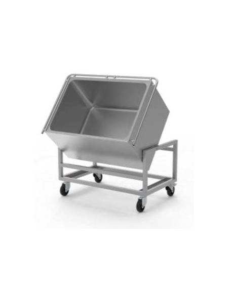 Carrello termico ribaltabile su ruote piroettanti con freno per cuocitore automatico - Capacità Lt 160 - cm 95x60x75h