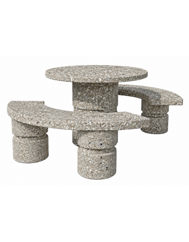 Set pic nic in cemento IDROREPELLENTE colore Grigio sabbiato - 1 tavolo circolare cm Ø110x75h e 2 panche curve cm Ø180x45h - CAM
