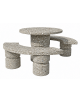 Set pic nic in cemento IDROREPELLENTE colore Grigio sabbiato - 1 tavolo circolare cm Ø110x75h e 2 panche curve cm Ø180x45h - CAM