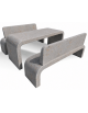 Set pic nic in cemento colore Grigio travertino - 1 tavolo e 2 panchine con fianchi curvi - Lunghezza cm 200 - Conforme ai CAM
