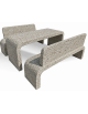 Set pic nic in cemento colore Grigio sabbiato - 1 tavolo e 2 panchine con fianchi curvi - Lunghezza cm 200 - Conforme ai CAM