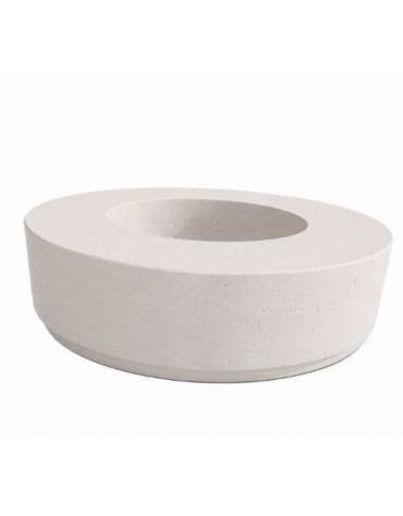 Panchina tonda circolare con fioriera centrale - in cemento colore Bianco pietra - cm Ø 200x45h - Conforme ai CAM