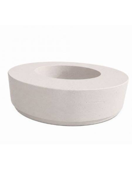 Panchina tonda circolare con fioriera centrale - in cemento colore Bianco pietra - cm Ø 200x45h - Conforme ai CAM
