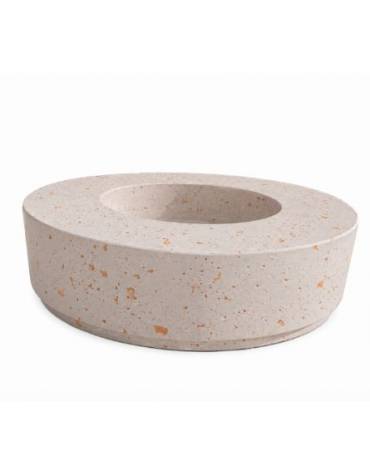 Panchina tonda circolare con fioriera centrale - in cemento colore Bianco travertino - cm Ø 200x45h - Conforme ai CAM