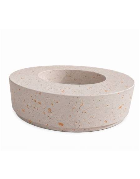 Panchina tonda circolare con fioriera centrale - in cemento colore Bianco travertino - cm Ø 200x45h - Conforme ai CAM