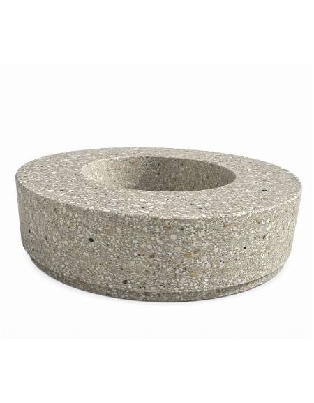 Panchina tonda circolare con fioriera centrale - in cemento colore Grigio sabbiato - cm Ø 200x45h - Conforme ai CAM