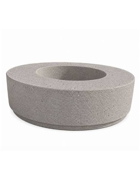 Panchina tonda circolare con fioriera centrale - in cemento colore Bianco sabbiato - cm Ø 200x45h - Conforme ai CAM