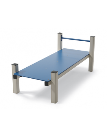 Panca piana per esercizi addominali con pali in alluminio e pianale in HDPE - cm 90x200x82h