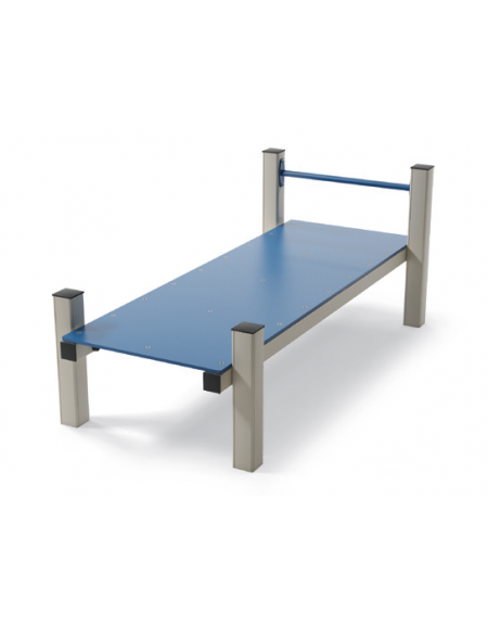 Panca piana per esercizi addominali con pali in alluminio e pianale in HDPE - cm 90x200x82h