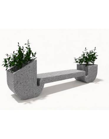 Panchina di design in cemento calcestruzzo con 2 fioriere laterali - colore Grigio pietra - cm 315x50x90h - Conforme ai CAM