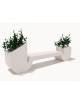 Panchina di design in cemento calcestruzzo con 2 fioriere laterali - colore Bianco pietra - cm 315x50x90h - Conforme ai CAM