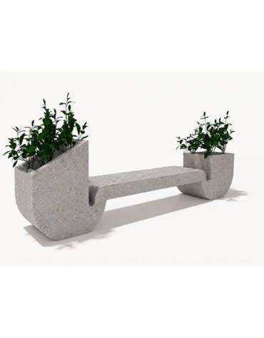 Panchina di design in cemento calcestruzzo con 2 fioriere laterali - colore Grigio travertino - cm 315x50x90h - Conforme ai CAM