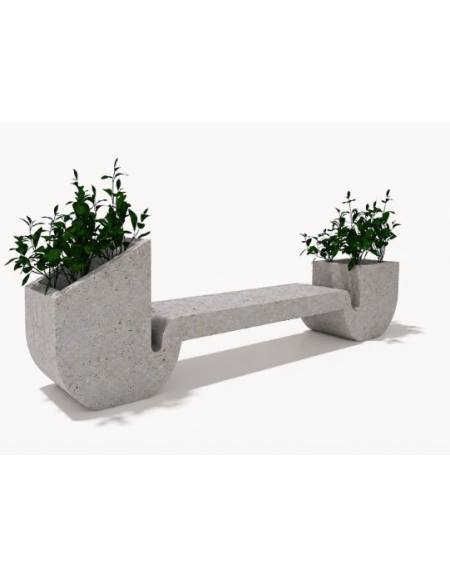 Panchina di design in cemento calcestruzzo con 2 fioriere laterali - colore Grigio travertino - cm 315x50x90h - Conforme ai CAM