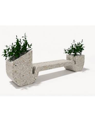 Panchina di design in cemento calcestruzzo con 2 fioriere laterali - colore Grigio sabbiato - cm 315x50x90h - Conforme ai CAM