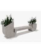 Panchina di design in cemento calcestruzzo con 2 fioriere laterali - colore Bianco sabbiato - cm 315x50x90h - Conforme ai CAM