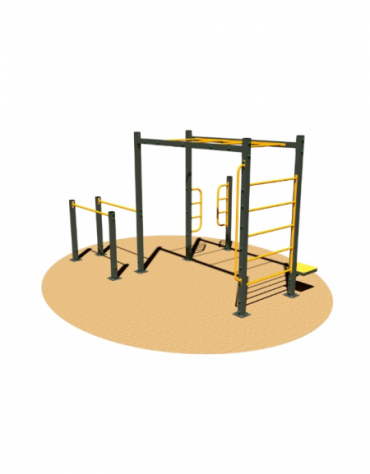 Stazione CALISTHENICS in acciaio zincato con elementi per esercizi a corpo libero - cm 406x283x242h