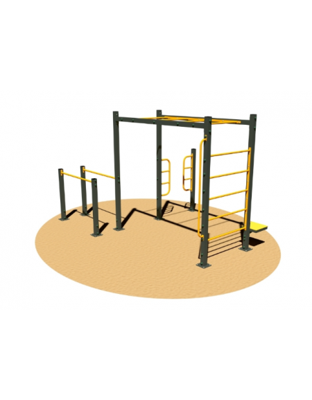 Stazione CALISTHENICS in acciaio zincato con elementi per esercizi a corpo libero - cm 406x283x242h