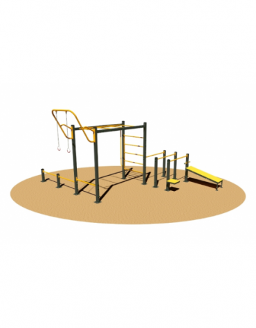 Stazione CALISTHENICS in acciaio zincato con elementi per allenamento completo - cm 590x485x295h