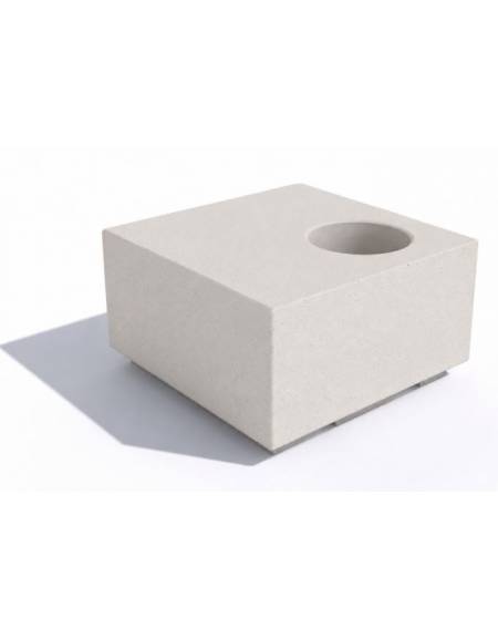 Panchina in cemento quadrata monoblocco con fioriera - colore Bianco pietra - cm 80x80x45h - Conforme ai CAM