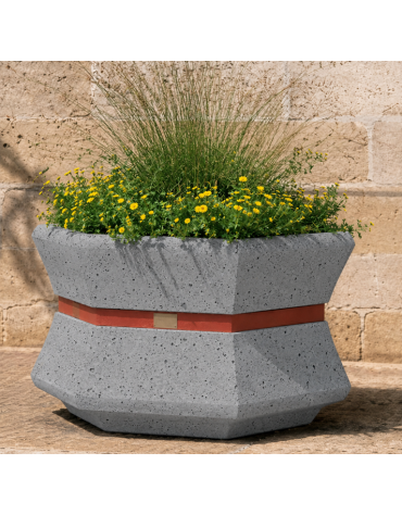 Fioriera esagonale per esterno in cemento calcestruzzo - colore Grigio pietra - cm 95x85x65h - Conforme ai CAM