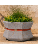 Fioriera esagonale per esterno in cemento calcestruzzo - colore Grigio travertino - cm 95x85x65h - Conforme ai CAM
