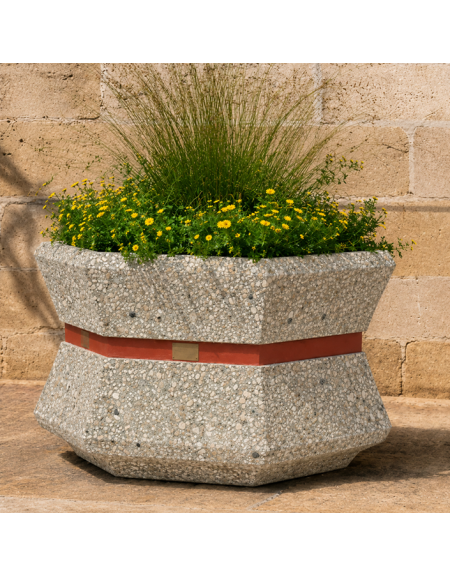 Fioriera esagonale per esterno in cemento calcestruzzo - colore Grigio sabbiato - cm 95x85x65h - Conforme ai CAM
