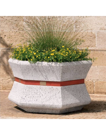 Fioriera esagonale per esterno in graniglia di marmo levigato e antidegrado - colore a scelta - cm 95x85x65h - Conforme ai CAM