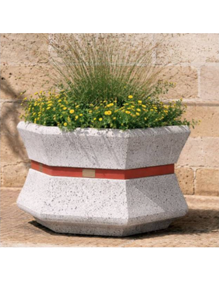 Fioriera esagonale per esterno in graniglia di marmo levigato e antidegrado - colore a scelta - cm 95x85x65h - Conforme ai CAM