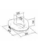 Rialzo per WC con sistema di fissaggio laterale 10 cm, portata massima 225 kg. - 36,5 x 40,5 cm