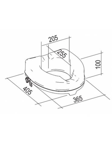 Rialzo per WC con sistema di fissaggio laterale 10 cm, portata massima 225 kg. - 36,5 x 40,5 cm