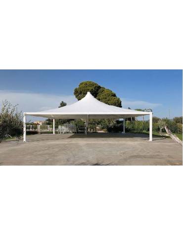 Tendostruttura quadrata con struttura acciaio zincato e telo PVC ignifugo-Dimensioni cm 800x800x545h-Altezza sottotrave cm 280